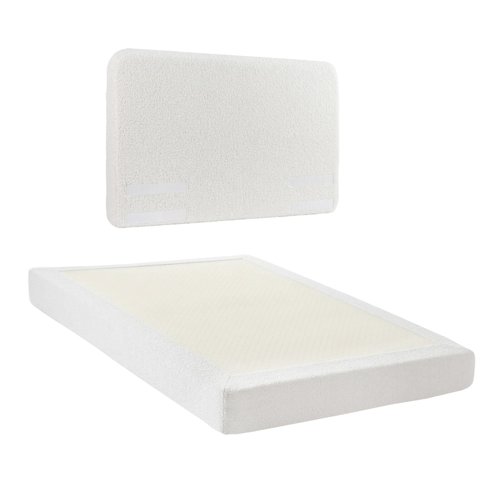 Artiss Double Bed Frame Boucle Fabric Vacuum Compressed Beds Removable Washable Cover BFRAME-FOAM-SOLIS-D-WH