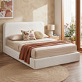 Artiss Queen Bed Frame Boucle Fabric Vacuum Compressed Beds Washable Cover No-Assembly BFRAME-FOAM-SOLIS-Q-WH