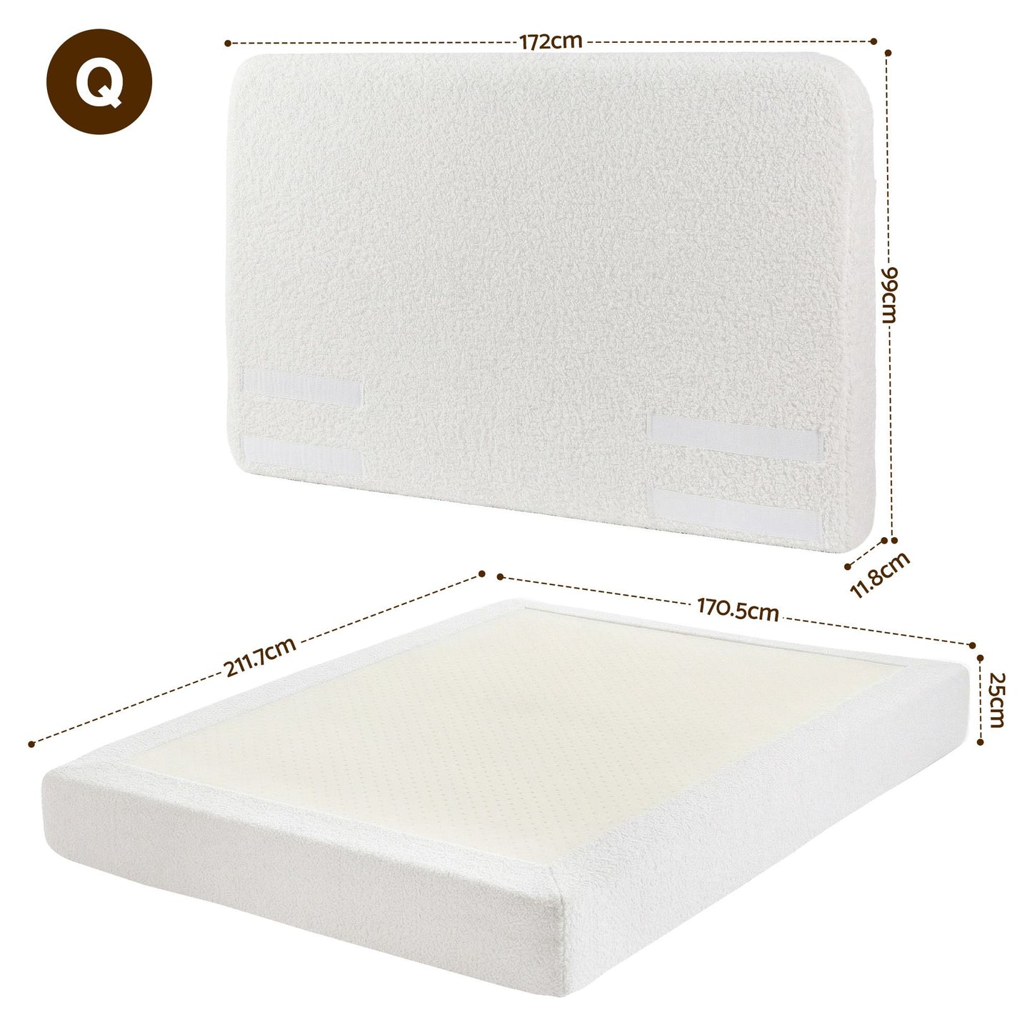 Artiss Queen Bed Frame Boucle Fabric Vacuum Compressed Beds Washable Cover No-Assembly BFRAME-FOAM-SOLIS-Q-WH