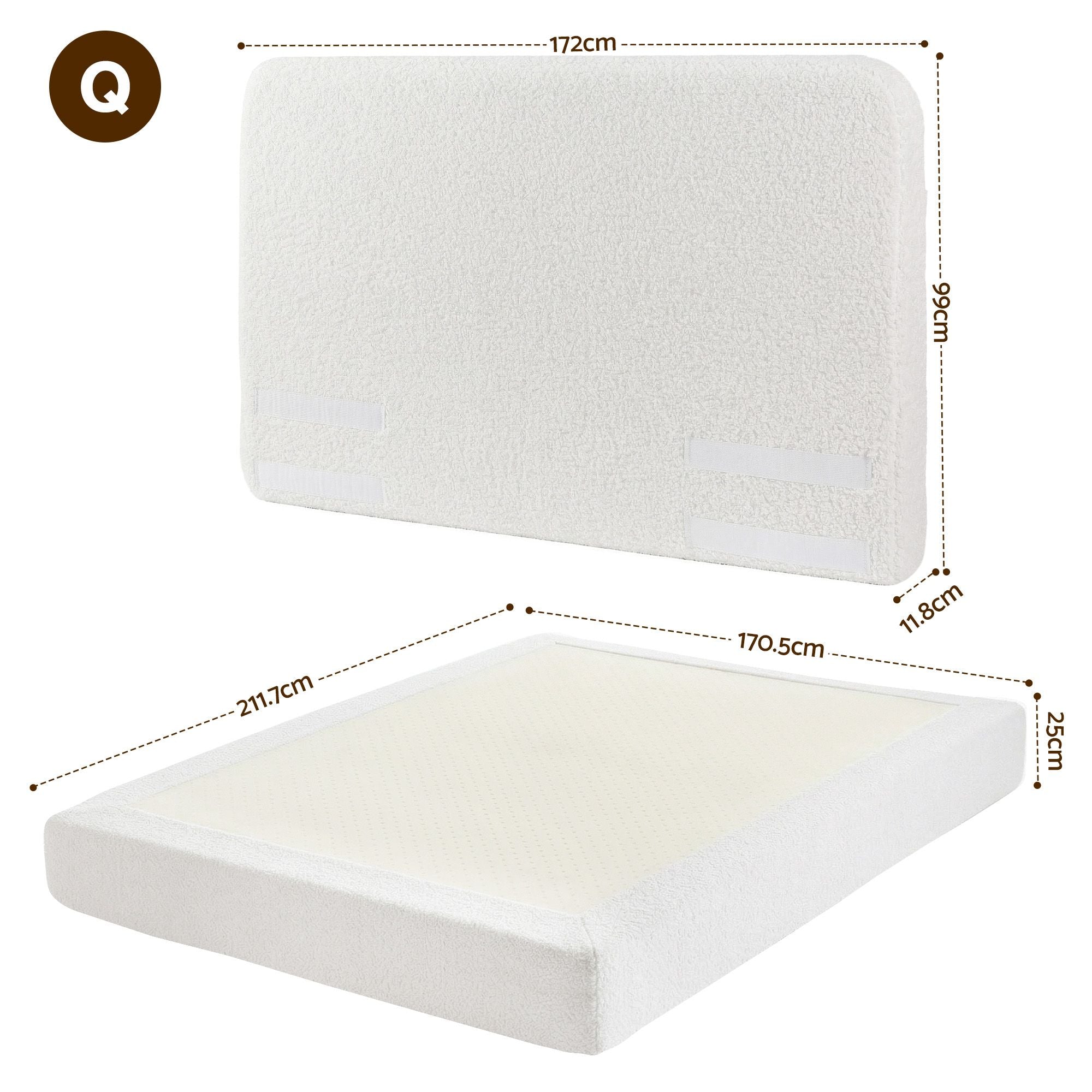 Artiss Queen Bed Frame Boucle Fabric Vacuum Compressed Beds Washable Cover No-Assembly BFRAME-FOAM-SOLIS-Q-WH