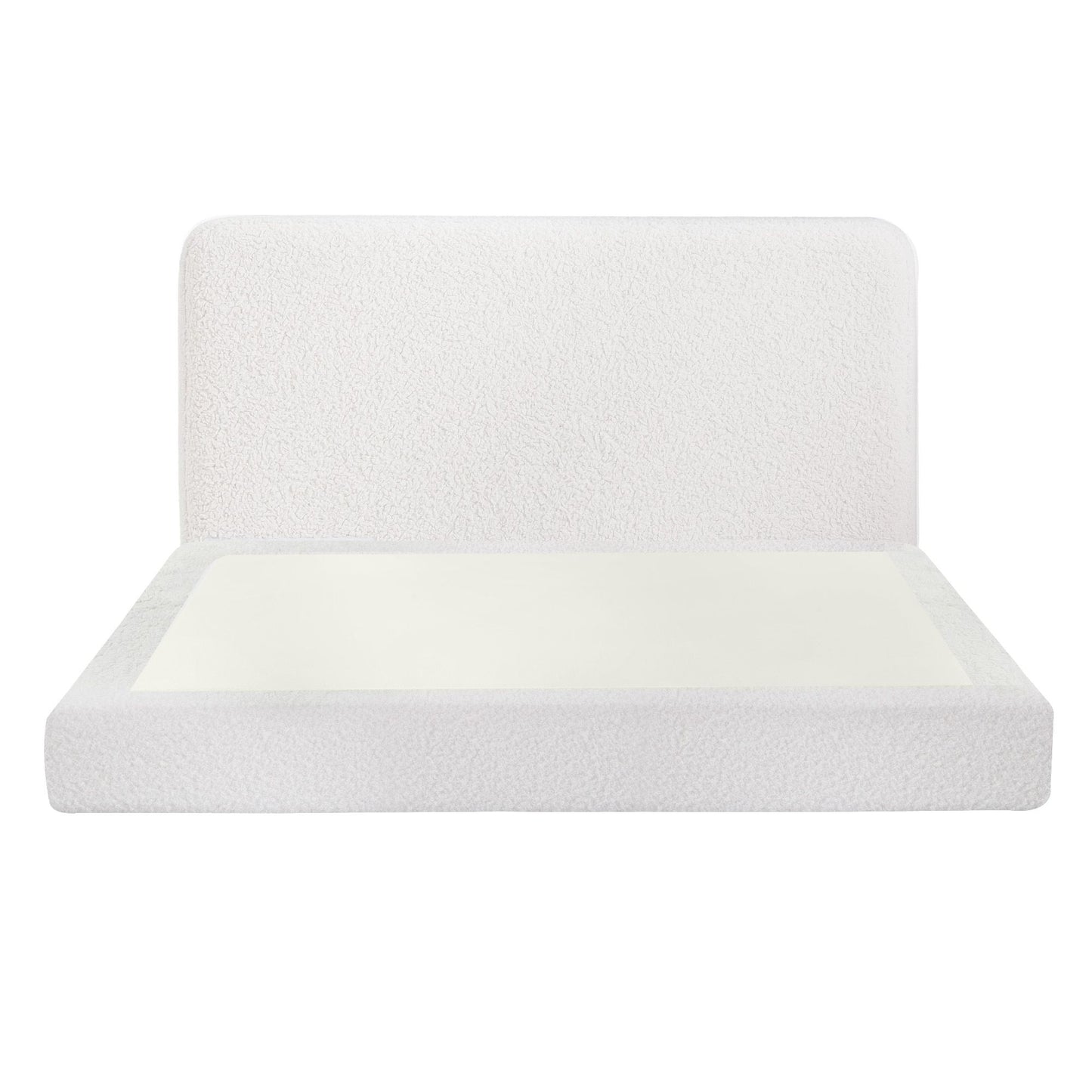 Artiss Queen Bed Frame Boucle Fabric Vacuum Compressed Beds Washable Cover No-Assembly BFRAME-FOAM-SOLIS-Q-WH