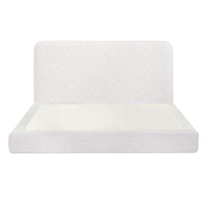 Artiss Queen Bed Frame Boucle Fabric Vacuum Compressed Beds Washable Cover No-Assembly BFRAME-FOAM-SOLIS-Q-WH