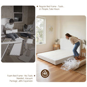 Artiss Queen Bed Frame Boucle Fabric Vacuum Compressed Beds Washable Cover No-Assembly BFRAME-FOAM-SOLIS-Q-WH