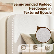 Artiss Queen Bed Frame Boucle Fabric Vacuum Compressed Beds Washable Cover No-Assembly BFRAME-FOAM-SOLIS-Q-WH