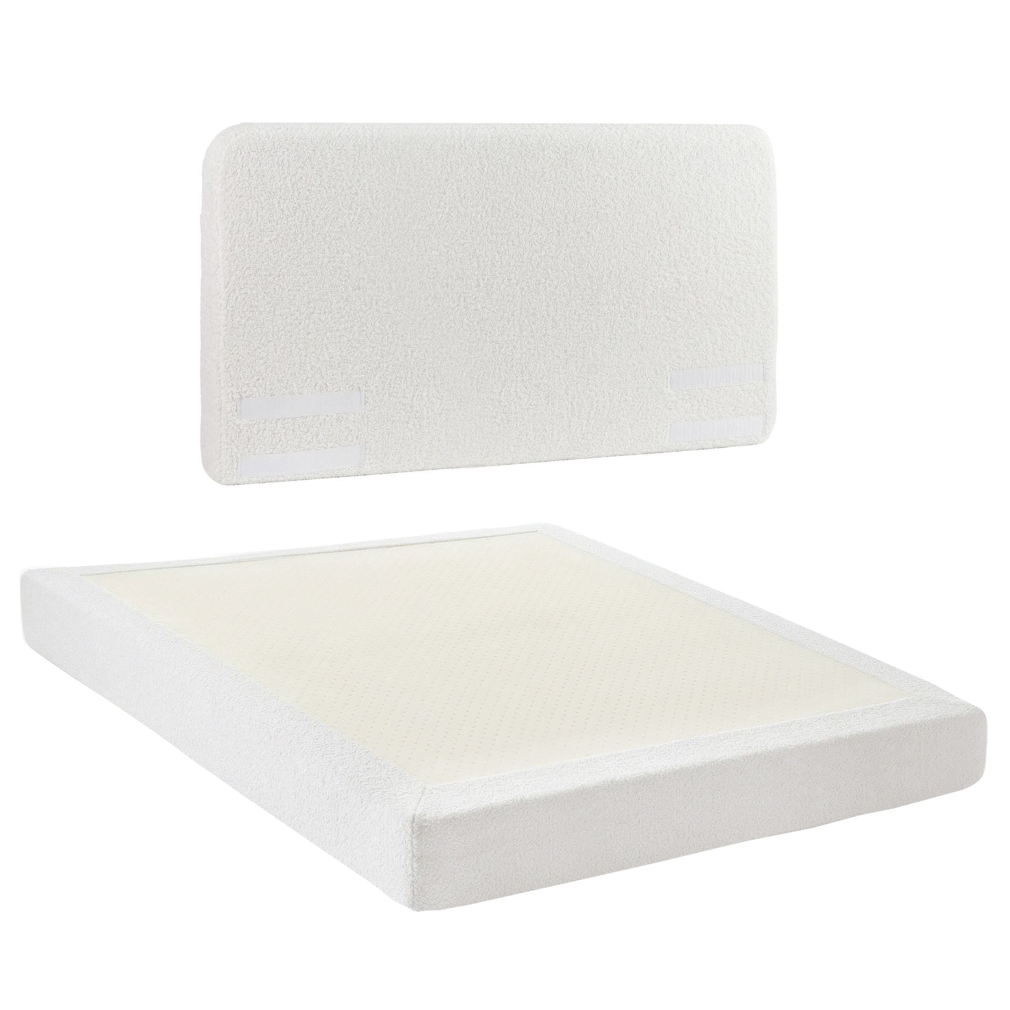 Artiss Queen Bed Frame Boucle Fabric Vacuum Compressed Beds Washable Cover No-Assembly BFRAME-FOAM-SOLIS-Q-WH