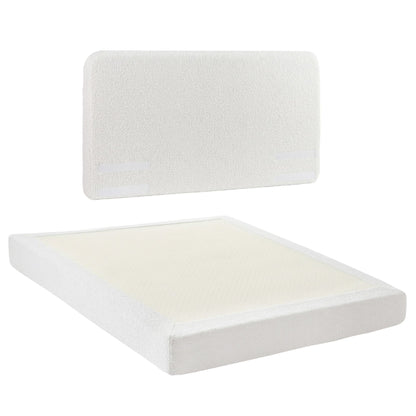 Artiss Queen Bed Frame Boucle Fabric Vacuum Compressed Beds Washable Cover No-Assembly BFRAME-FOAM-SOLIS-Q-WH