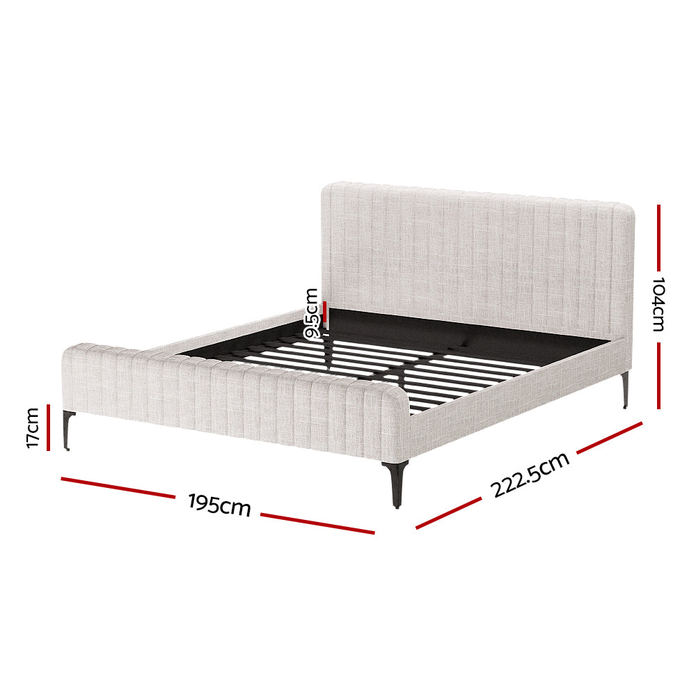 Artiss Bed Frame King Size Beige AMMY BFRAME-G-AMMY-K-BG-ABC