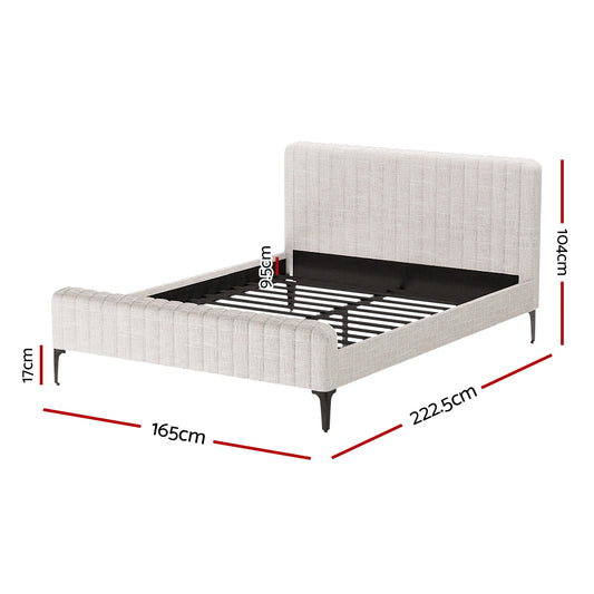 Artiss Bed Frame Queen Size Beige AMMY BFRAME-G-AMMY-Q-BG-ABC