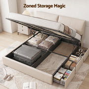 Artiss APEX King Gas Lift Storage Bed Frame – Beige