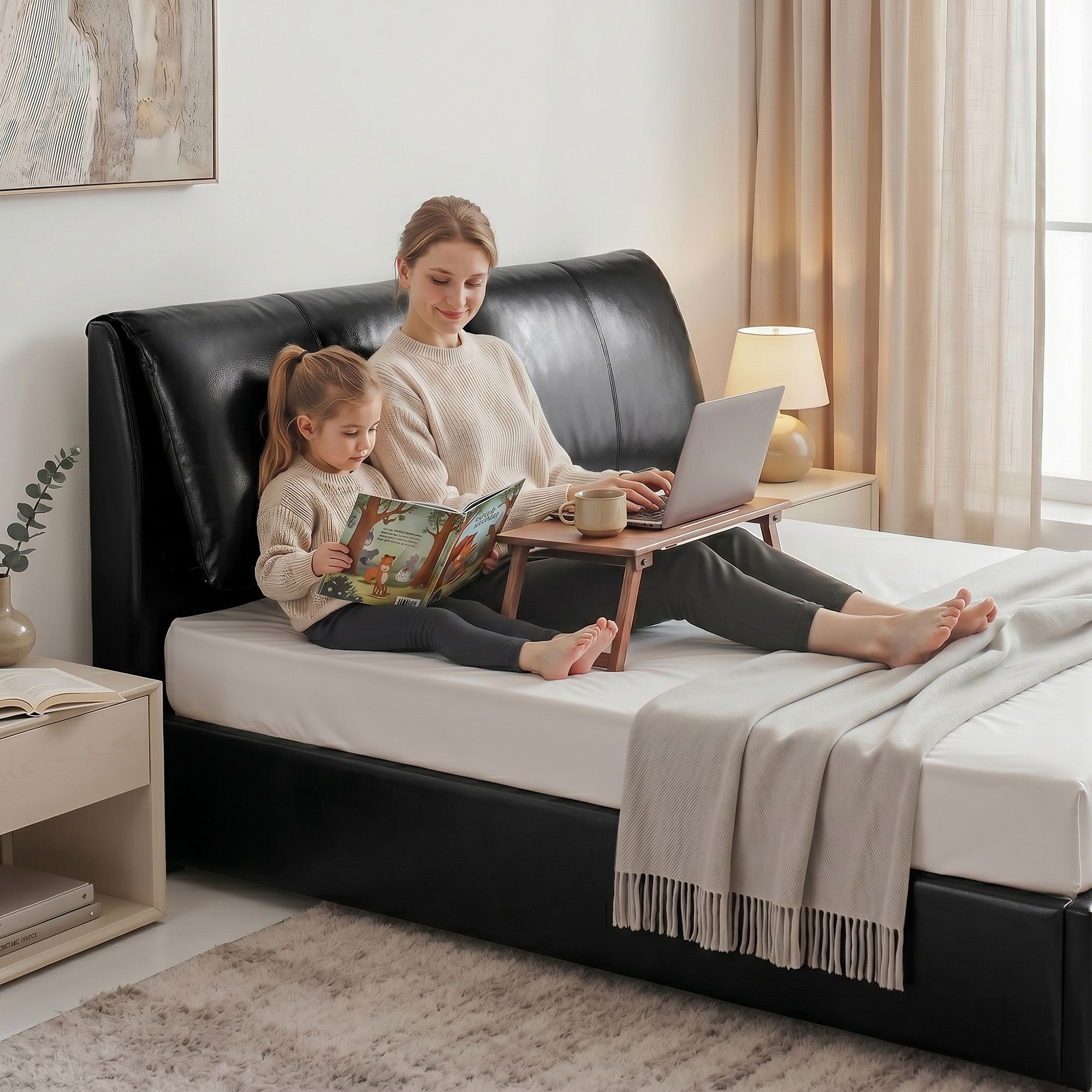 Artiss APEX King Gas Lift Storage Bed Frame – Black