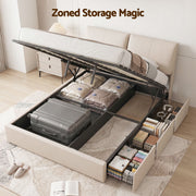 Artiss Queen Bed Frame Gas Lift Storage 3 Drawers Adjustable Headboard Platform Base