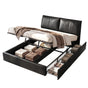 Artiss Queen Bed Frame Gas Lift Storage 3 Drawers Adjustable Headboard Platform Bed Black