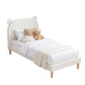 Artiss Kids King Single Bed Frame Bear Ears Headboard Upholstered Leather Platform Bed for Child BFRAME-G-BEAR-KS-WH-AB