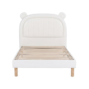 Artiss Kids King Single Bed Frame Bear Ears Headboard Upholstered Leather Platform Bed for Child BFRAME-G-BEAR-KS-WH-AB