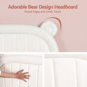 Artiss Kids King Single Bed Frame Bear Ears Headboard Upholstered Leather Platform Bed for Child BFRAME-G-BEAR-KS-WH-AB