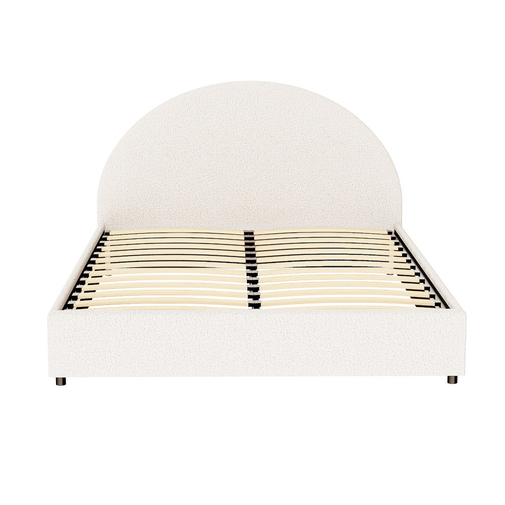 Artiss ELLA Double Gas Lift Storage Bed Frame – Beige Boucle