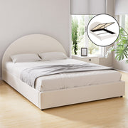 Artiss ELLA Double Gas Lift Storage Bed Frame – Beige Boucle