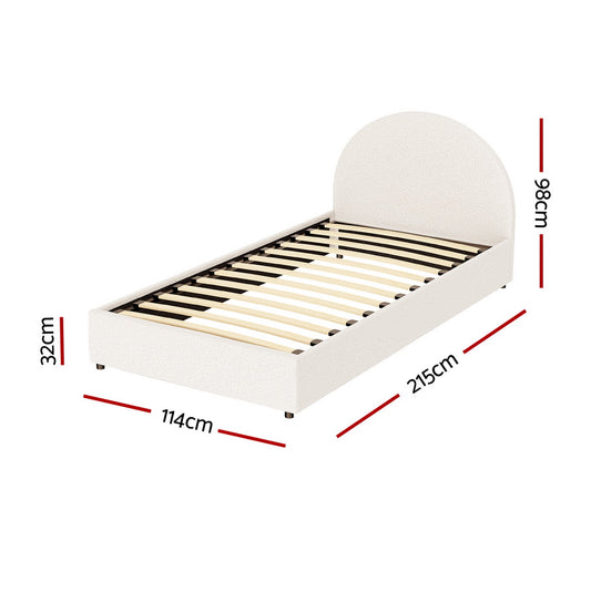 Artiss Bed Frame Gas Lift Strorage Beds Base Platform Boucle Fabric King Single ELLA BFRAME-G-ELLA-KS-BG-ABC