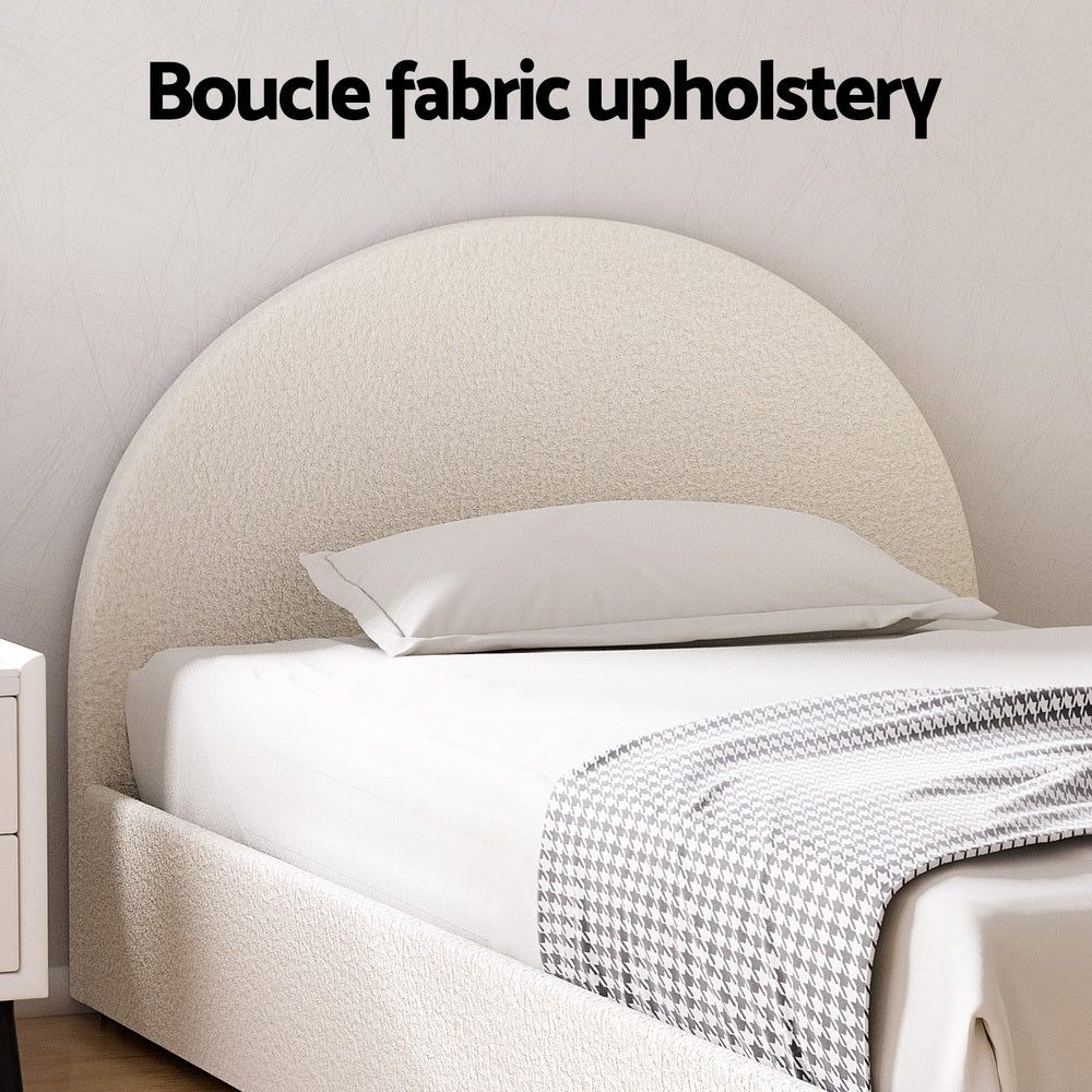 Artiss Bed Frame Gas Lift Strorage Beds Base Platform Boucle Fabric King Single ELLA BFRAME-G-ELLA-KS-BG-ABC