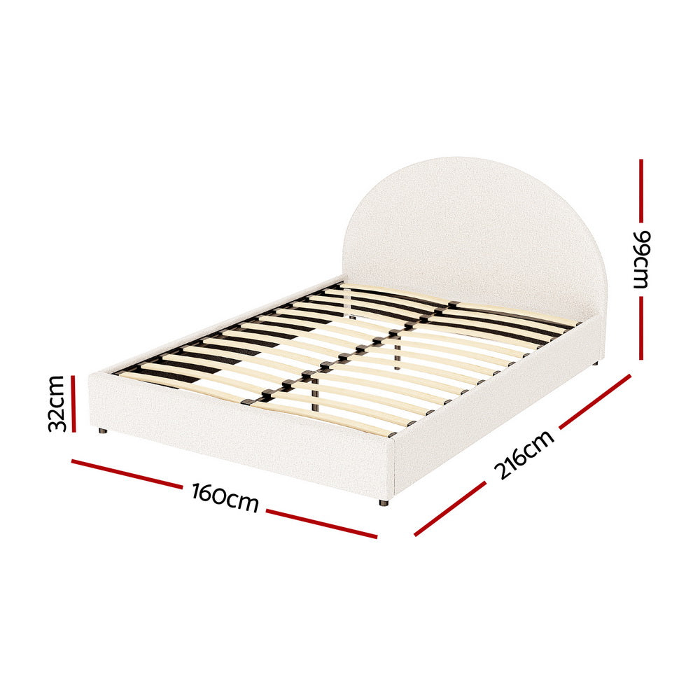 Artiss ELLA Queen Gas Lift Storage Bed Frame – Beige Boucle