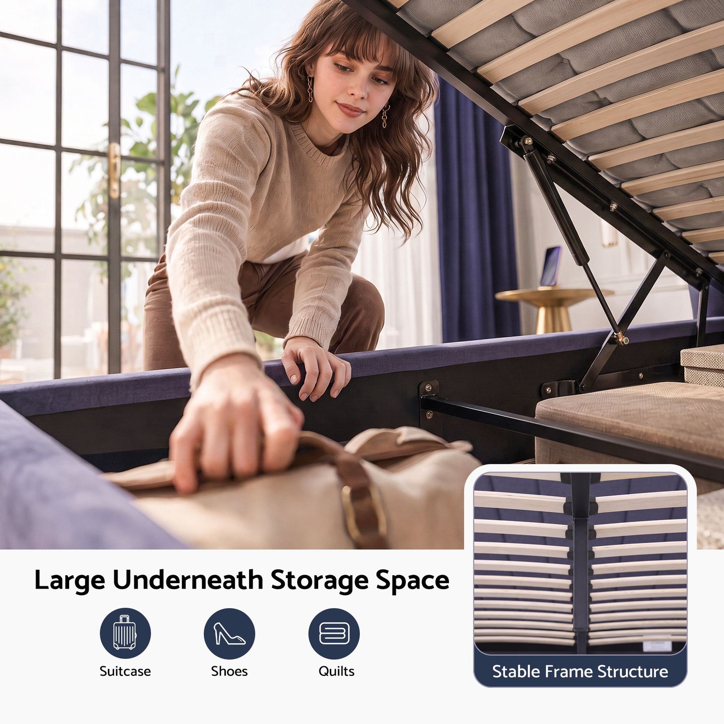 Artiss Double Bed Frame with Lift Up Storage and USB Ports Grey