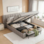 Artiss Double Size Upholstered Gas Lift Bed Frame with Foldable Bench PVC Leather Platform Bed with Storage BFRAME-G-FORD-D-GY-ABCD