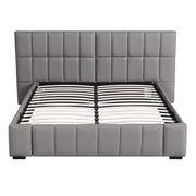 Artiss Double Size Upholstered Gas Lift Bed Frame with Foldable Bench PVC Leather Platform Bed with Storage