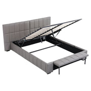 Artiss FORD Queen Gas Lift Storage Bed Frame with Foldable Bench – Grey