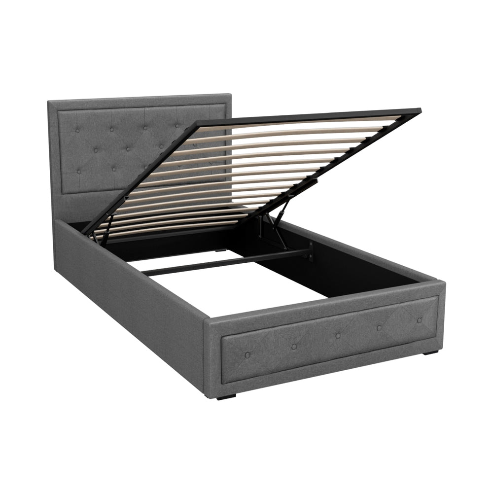 Artiss Bed Frame King Single Size Gas Lift Storage Mattress Base Wooden Grey BFRAME-G-GAS-TIYO-KS-GY-ABC