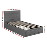Artiss Bed Frame King Single Size Gas Lift Storage Mattress Base Wooden Grey BFRAME-G-GAS-TIYO-KS-GY-ABC