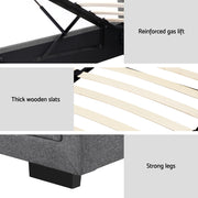 Artiss Bed Frame King Single Size Gas Lift Storage Mattress Base Wooden Grey BFRAME-G-GAS-TIYO-KS-GY-ABC