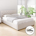 Artiss Bed Frame Double Size Gas Lift Beige VILA BFRAME-G-GAS-VILA-D-BG-ABC