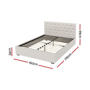 Artiss Bed Frame Queen Size Gas Lift Beige VILA BFRAME-G-GAS-VILA-Q-BG-ABC