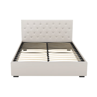Artiss Bed Frame Queen Size Gas Lift Beige VILA BFRAME-G-GAS-VILA-Q-BG-ABC