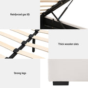 Artiss Bed Frame Queen Size Gas Lift Beige VILA BFRAME-G-GAS-VILA-Q-BG-ABC