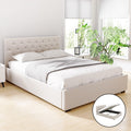 Artiss Bed Frame Queen Size Gas Lift Beige VILA BFRAME-G-GAS-VILA-Q-BG-ABC