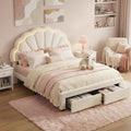 Artiss Double Bed Frame with 2 Storage Drawers Upholstered Velvet Platform Bed LED Headboard BFRAME-G-GLOW-D-WH-AB