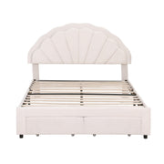 Artiss Double Bed Frame with 2 Storage Drawers Upholstered Velvet Platform Bed LED Headboard BFRAME-G-GLOW-D-WH-AB