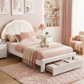 Artiss King Single Bed Frame with Storage Drawer Upholstered Velvet Platform Bed LED Headboard BFRAME-G-GLOW-KS-WH-AB