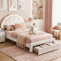 Artiss King Single Bed Frame with Storage Drawer Upholstered Velvet Platform Bed LED Headboard BFRAME-G-GLOW-KS-WH-AB