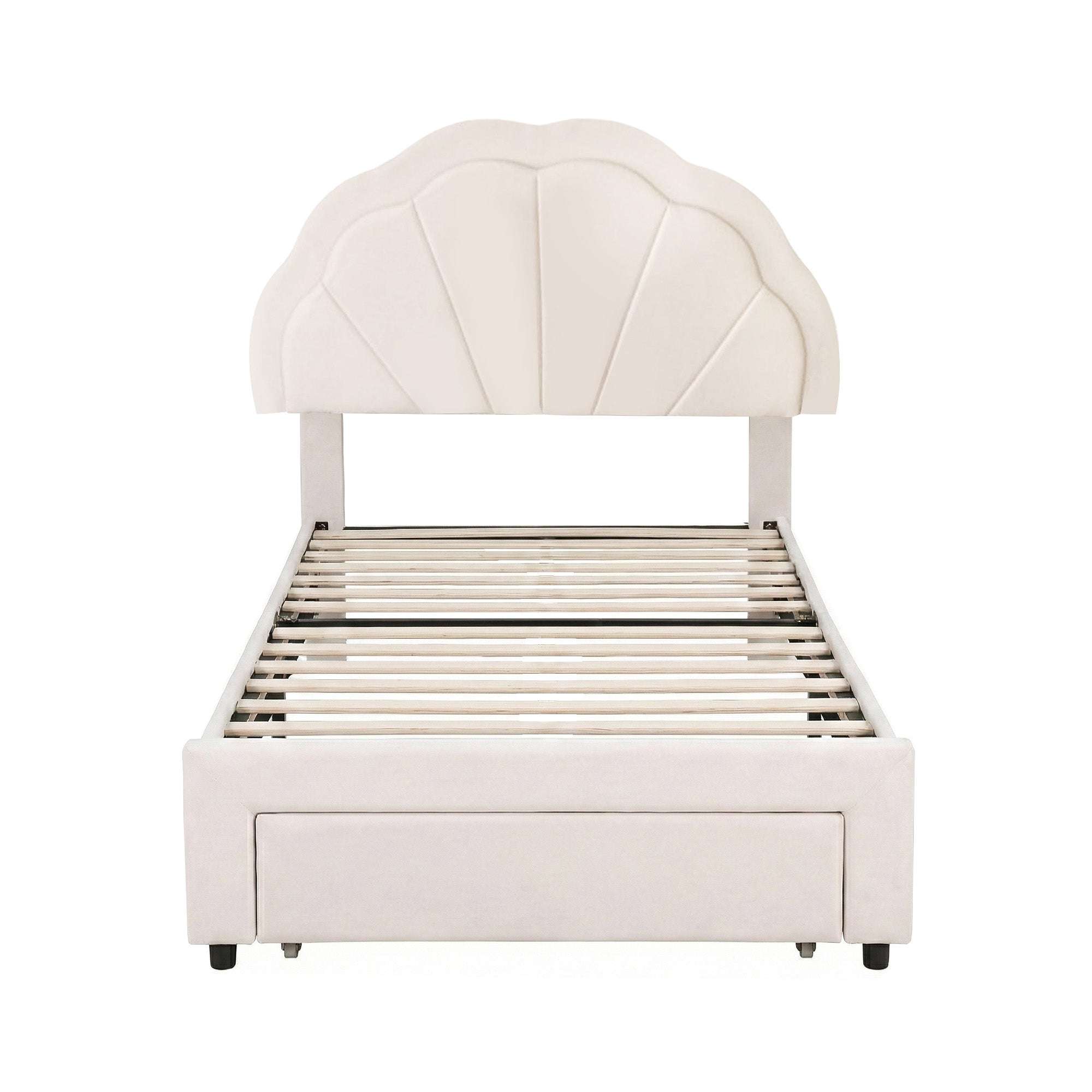 Artiss King Single Bed Frame with Storage Drawer Upholstered Velvet Platform Bed LED Headboard BFRAME-G-GLOW-KS-WH-AB