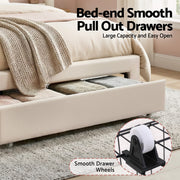 Artiss King Single Bed Frame with Storage Drawer Upholstered Velvet Platform Bed LED Headboard BFRAME-G-GLOW-KS-WH-AB