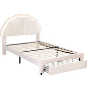 Artiss King Single Bed Frame with Storage Drawer Upholstered Velvet Platform Bed LED Headboard BFRAME-G-GLOW-KS-WH-AB