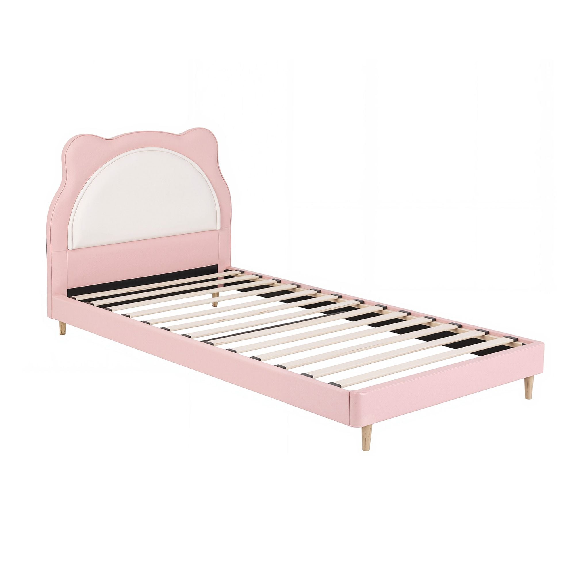 Artiss King Single Pink Kids Bed Frame for Girls Bedroom Cute Animal Upholstered BFRAME-G-KITTY-KS-PK-AB