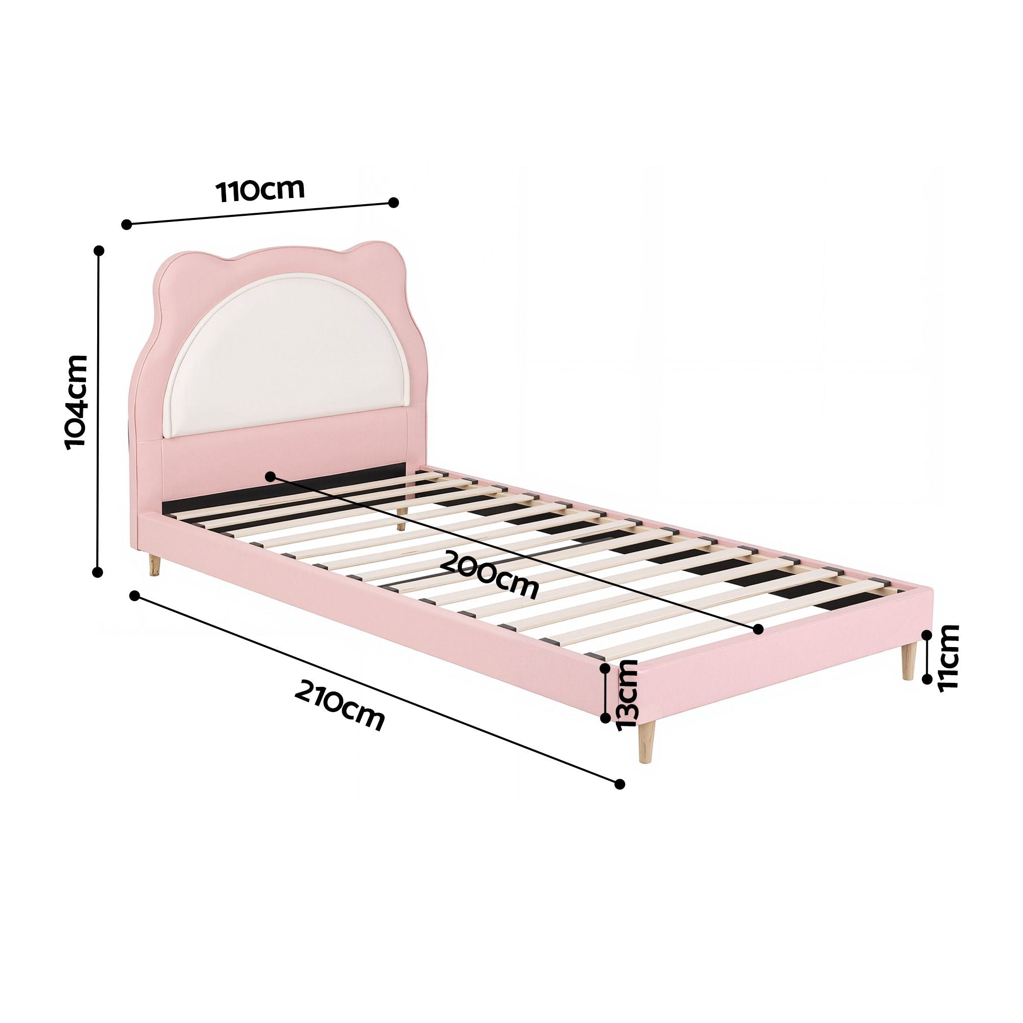 Artiss King Single Pink Kids Bed Frame for Girls Bedroom Cute Animal Upholstered BFRAME-G-KITTY-KS-PK-AB