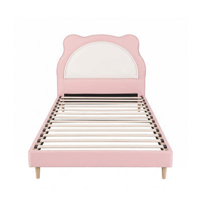 Artiss King Single Pink Kids Bed Frame for Girls Bedroom Cute Animal Upholstered BFRAME-G-KITTY-KS-PK-AB