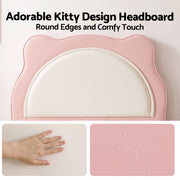 Artiss King Single Pink Kids Bed Frame for Girls Bedroom Cute Animal Upholstered BFRAME-G-KITTY-KS-PK-AB