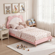 Artiss King Single Pink Kids Bed Frame for Girls Bedroom Cute Animal Upholstered BFRAME-G-KITTY-KS-PK-AB