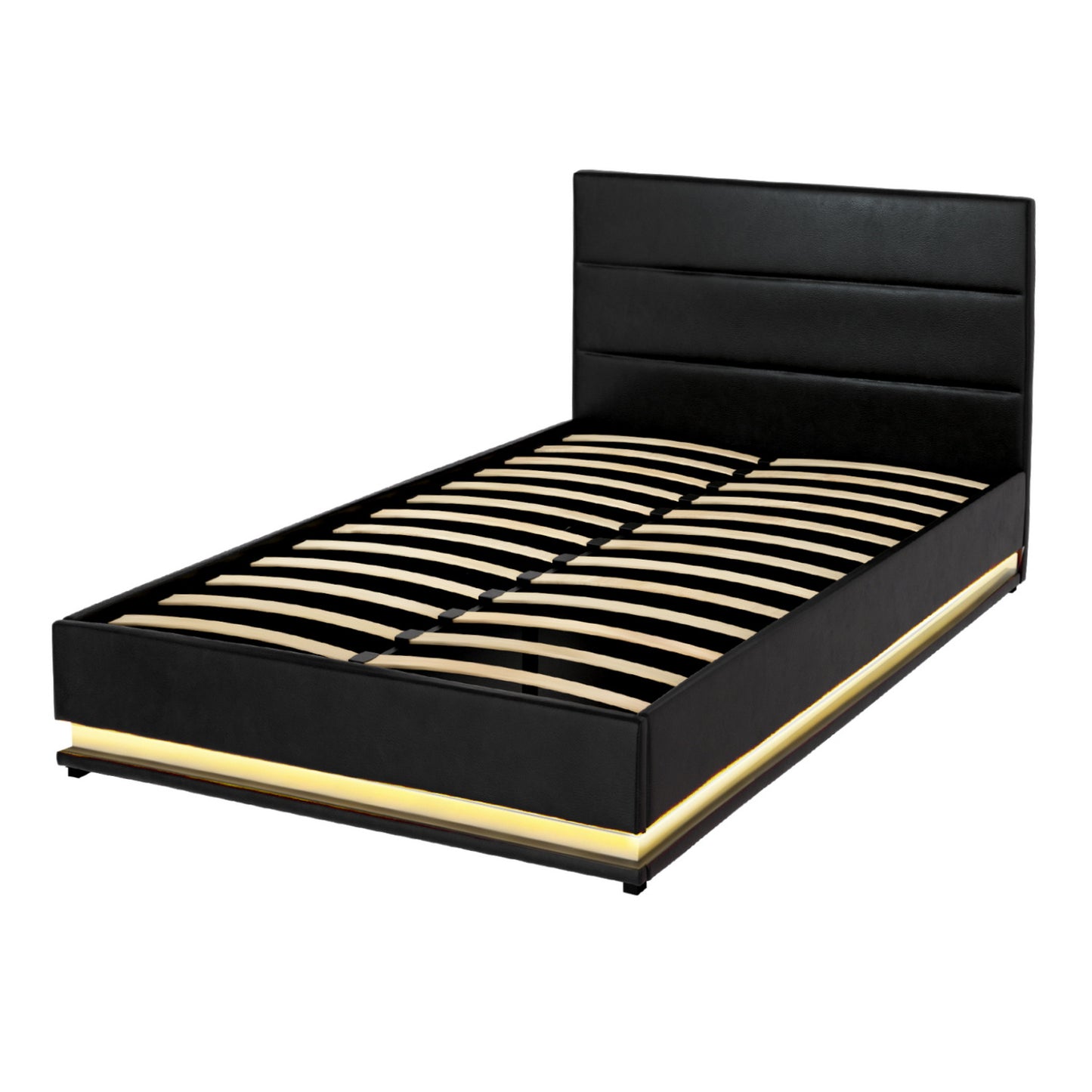 Artiss Bed Frame King Single Size LED Gas Lift Black LUMI BFRAME-G-LED-LUMI-KS-BK-ABC