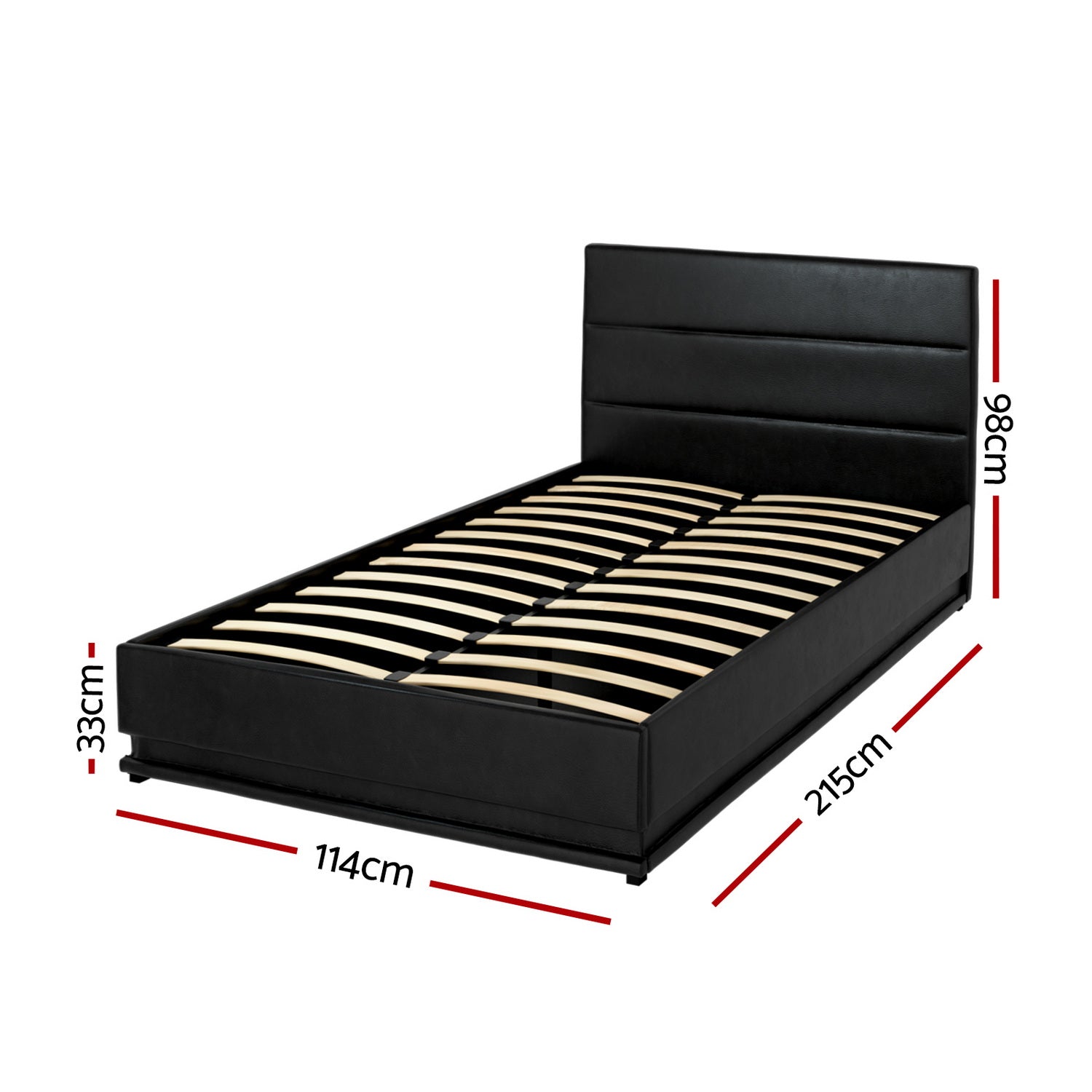 Artiss Bed Frame King Single Size LED Gas Lift Black LUMI BFRAME-G-LED-LUMI-KS-BK-ABC
